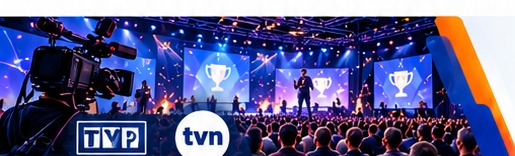 Wydarzenie na żywo oraz logotypy TVP i TVN